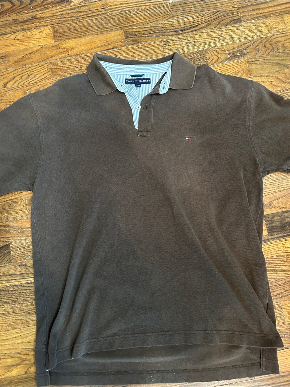Tommy Hilfiger Men’s Dark Brown Polo with Signature Flag